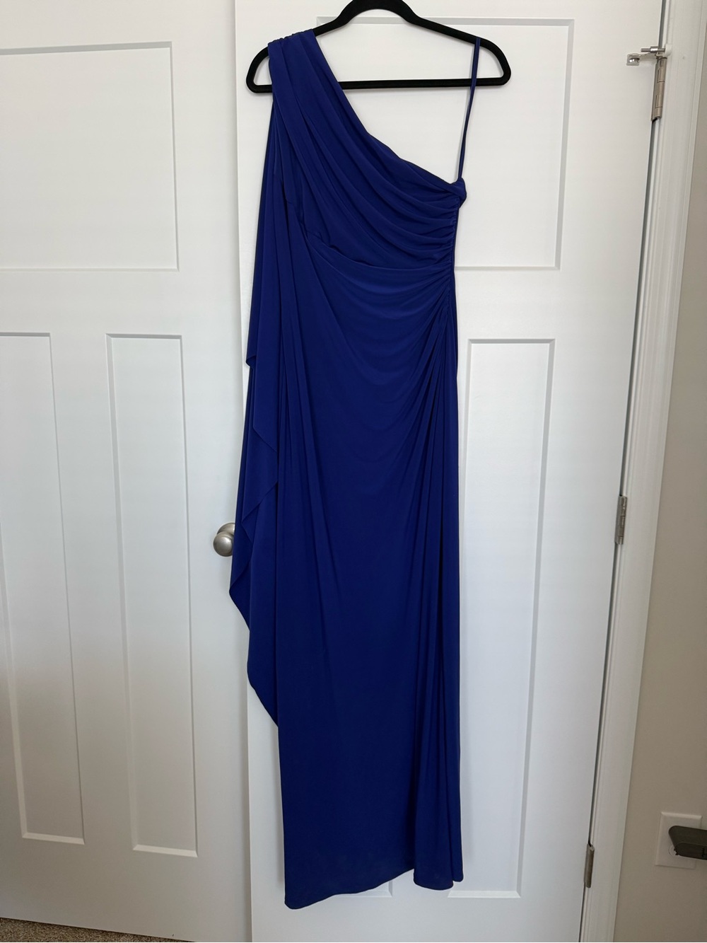 RALPH LAUREN Ruched One Shoulder Cape Evening Gown - Women’s 14